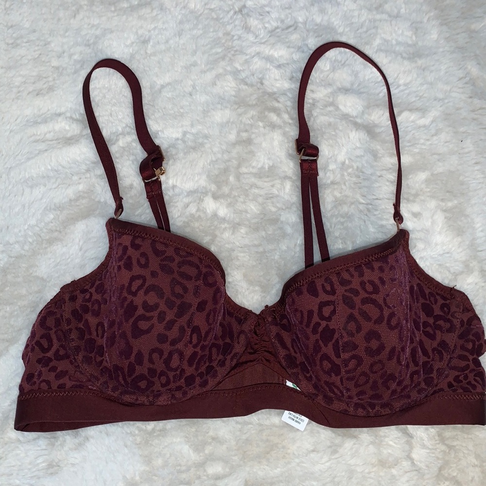 32B Aerie Real Power Balconette velvet cheetah leopard bra